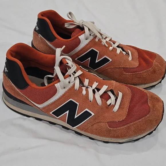 New Balance 574 Orange And Black sneakers 12 - Picture 1 of 9